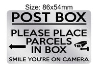 P173 POST BOX Please Place Parcels In Box Camera Plastic PVC Plaque Sign Card