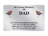 P028 In Loving Memory Of DAD Robin Memorial Funeral Plastic PVC Plaque Sign Card