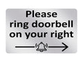 P158 Please ring doorbell on your right Plastic PVC Plaque Sign Card