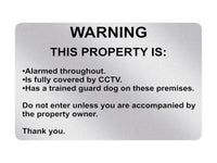 P034 WARNING THIS PROPERTY IS ALARMED CCTV Door Plastic PVC Plaque Sign Card