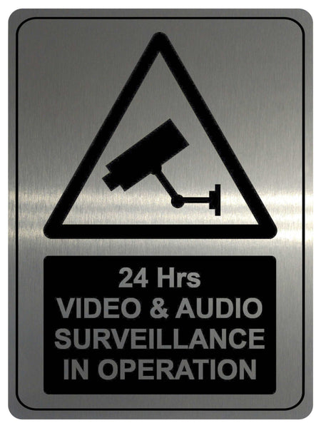 1002 CCTV 24 Hrs VIDEO & AUDIO SURVEILLANCE Safety Metal Aluminium Plaque Sign Wall House Office