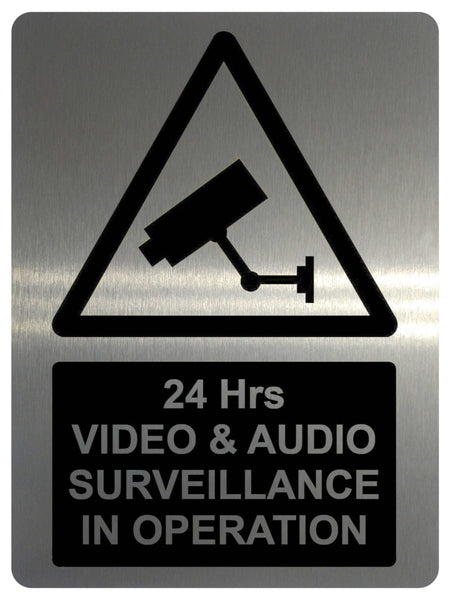 1001 CCTV 24 Hrs VIDEO & AUDIO SURVEILLANCE Safety Metal Aluminium Plaque Sign Wall House Office