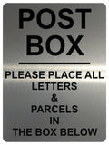 1093 POST BOX LETTERS & PARCELS Metal Aluminium Plaque Sign Door House Office