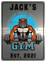 1015 Custom Personalised Tiger Gym Metal Aluminium Sign Plaque Fitness Door Wall