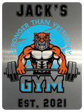 1014 Custom Personalised Tiger Gym Metal Aluminium Sign Plaque Fitness Door Wall