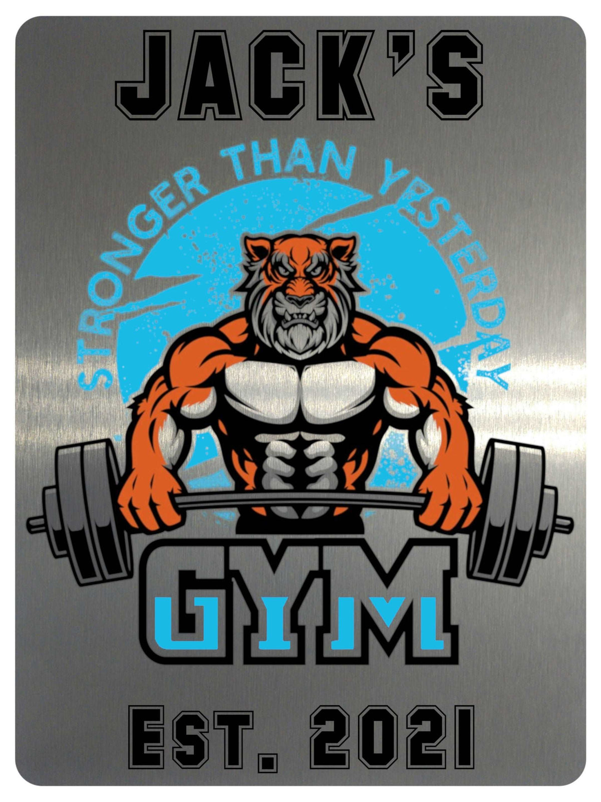 1014 Custom Personalised Tiger Gym Metal Aluminium Sign Plaque Fitness Door Wall