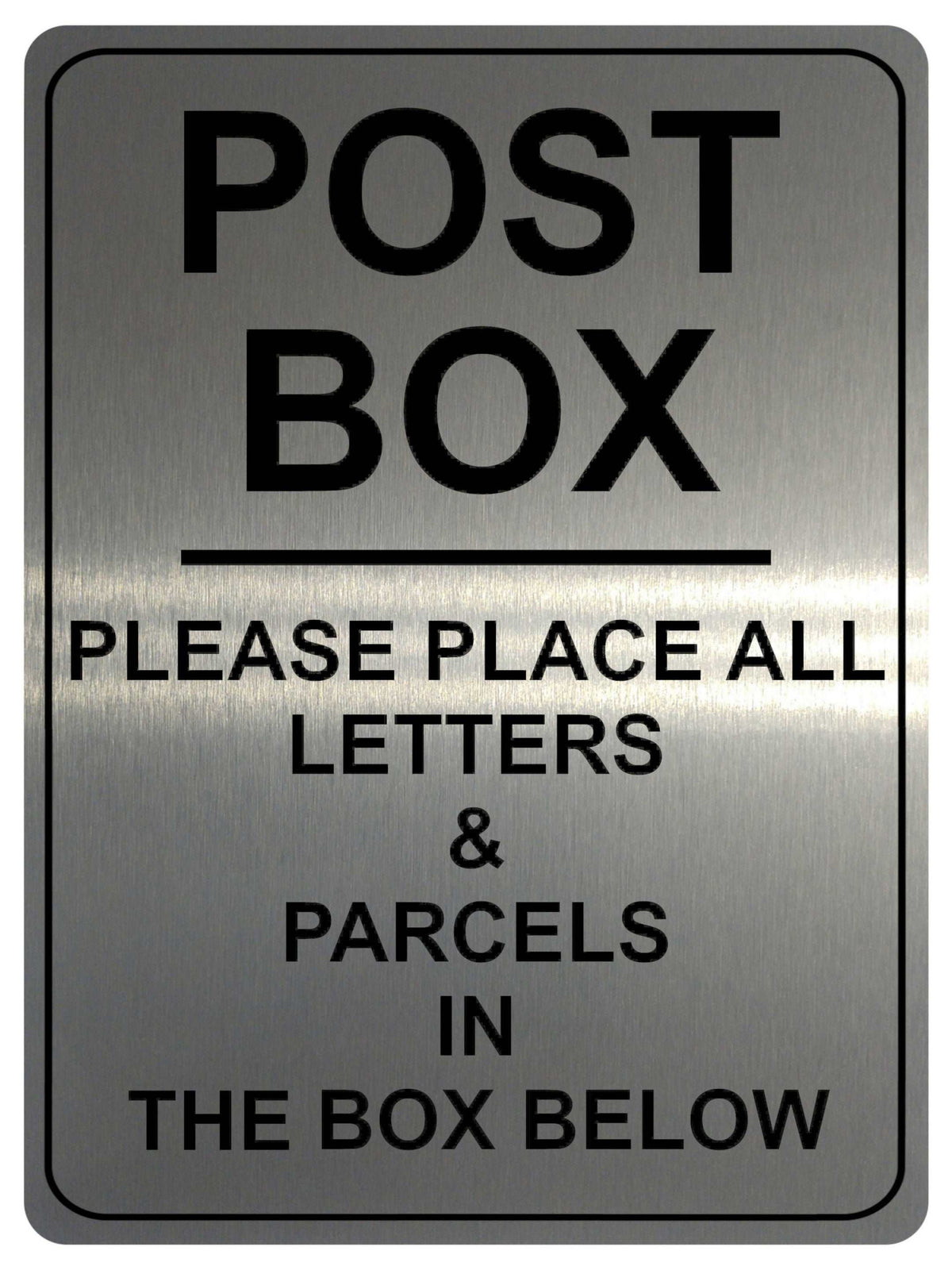1094 POST BOX LETTERS & PARCELS Metal Aluminium Plaque Sign Door House Office