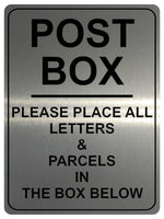 1094 POST BOX LETTERS & PARCELS Metal Aluminium Plaque Sign Door House Office