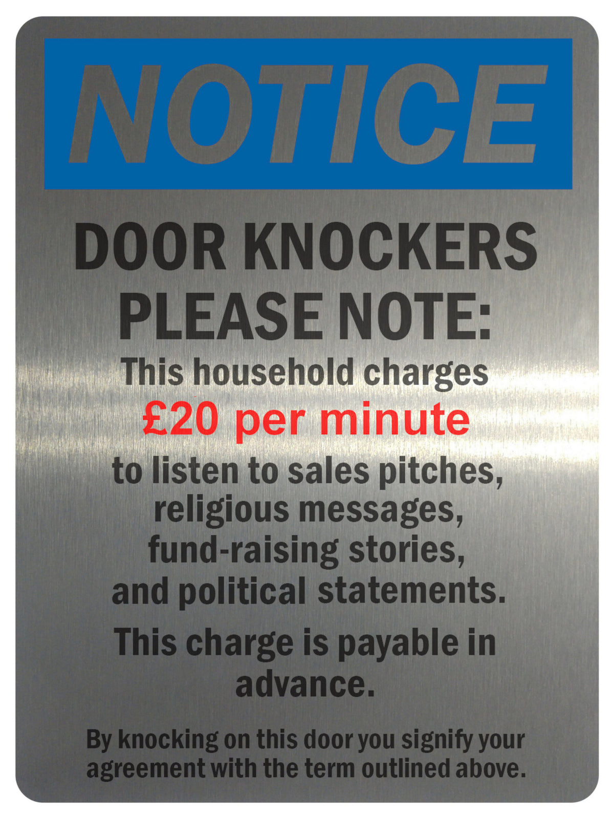UV041 Door Knockers Funny Metal Aluminium Door Gate Sign Plaque House Office