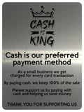 2339 CASH IS KING Preferred Method Of Payment Metal Aluminium Plaque Sign