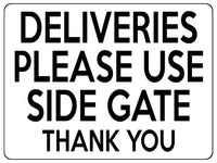 1926 DELIVERIES PLEASE USE SIDE GATE Door House Metal Aluminium Plaque Sign