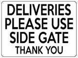 1926 DELIVERIES PLEASE USE SIDE GATE Door House Metal Aluminium Plaque Sign