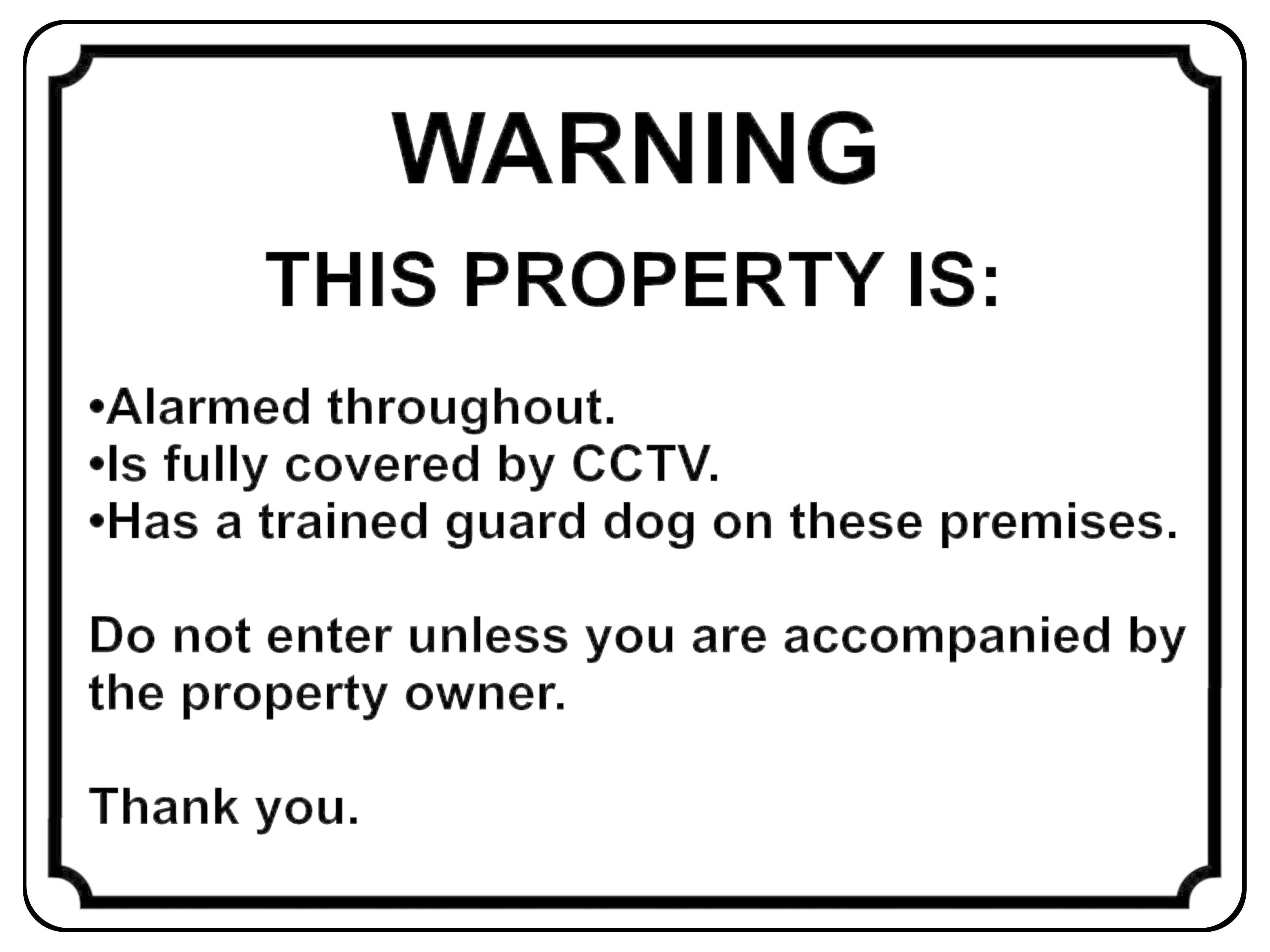 1916 WARNING THIS PROPERTY IS ALARMED CCTV Door Metal Aluminium Plaque Sign