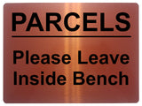 1911 PARCELS Please Leave Inside Bench Door Letters Metal Aluminium Plaque Sign