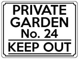 1932 Personalised PRIVATE GARDEN Number KEEP OUT Metal Aluminium Sign Plaque