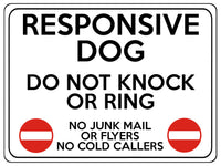 1942 RESPONSIVE DOG DO NOT KNOCK OR RING NO JUNK MAIL Metal Aluminium Plaque Sign