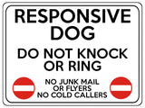 1942 RESPONSIVE DOG DO NOT KNOCK OR RING NO JUNK MAIL Metal Aluminium Plaque Sign