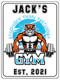 1015 Custom Personalised Tiger Gym Metal Aluminium Sign Plaque Fitness Door Wall