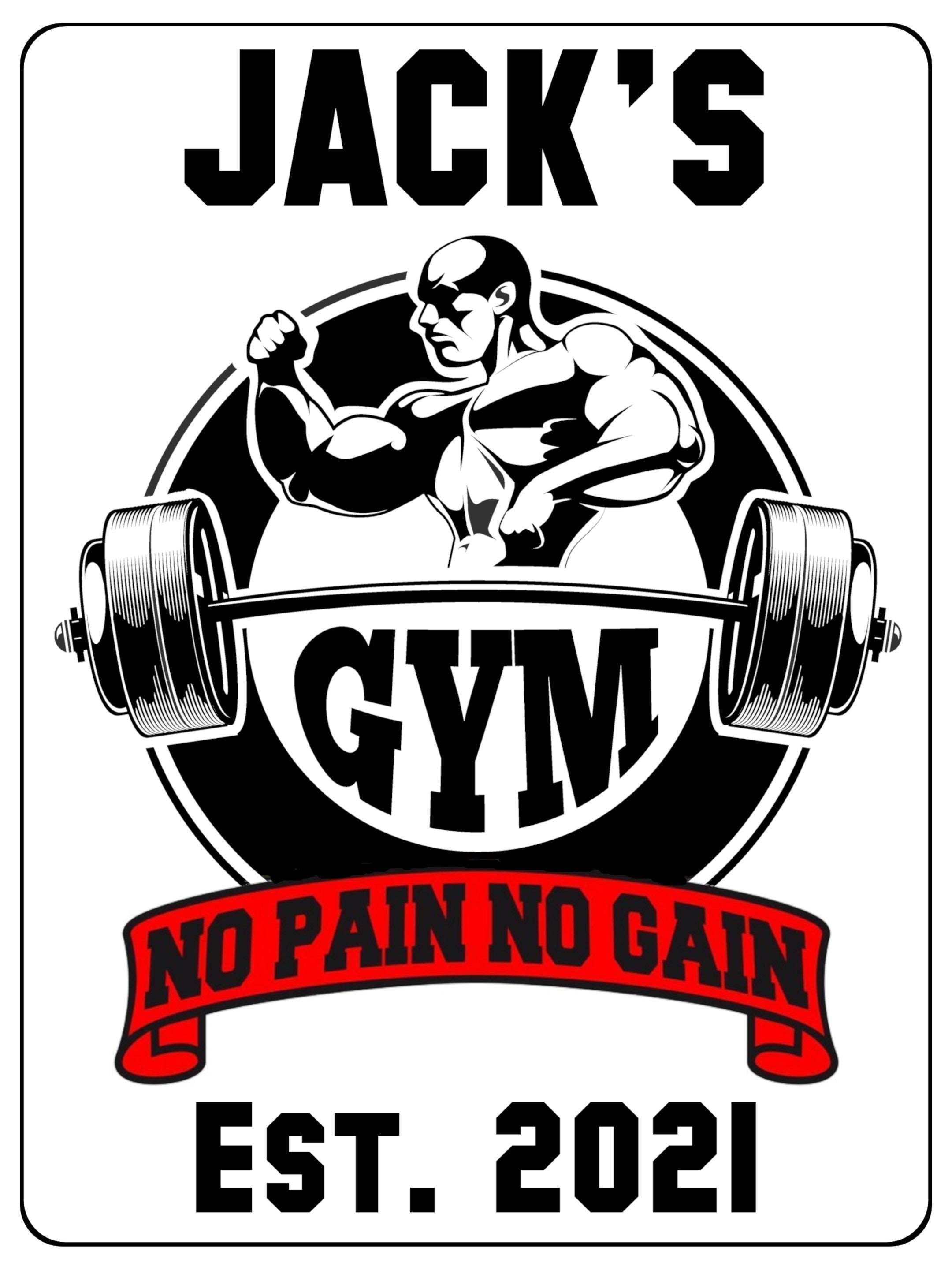 1173 Custom Personalised GYM NO PAIN NO GAIN Metal Aluminium Sign Plaque Door Fitness