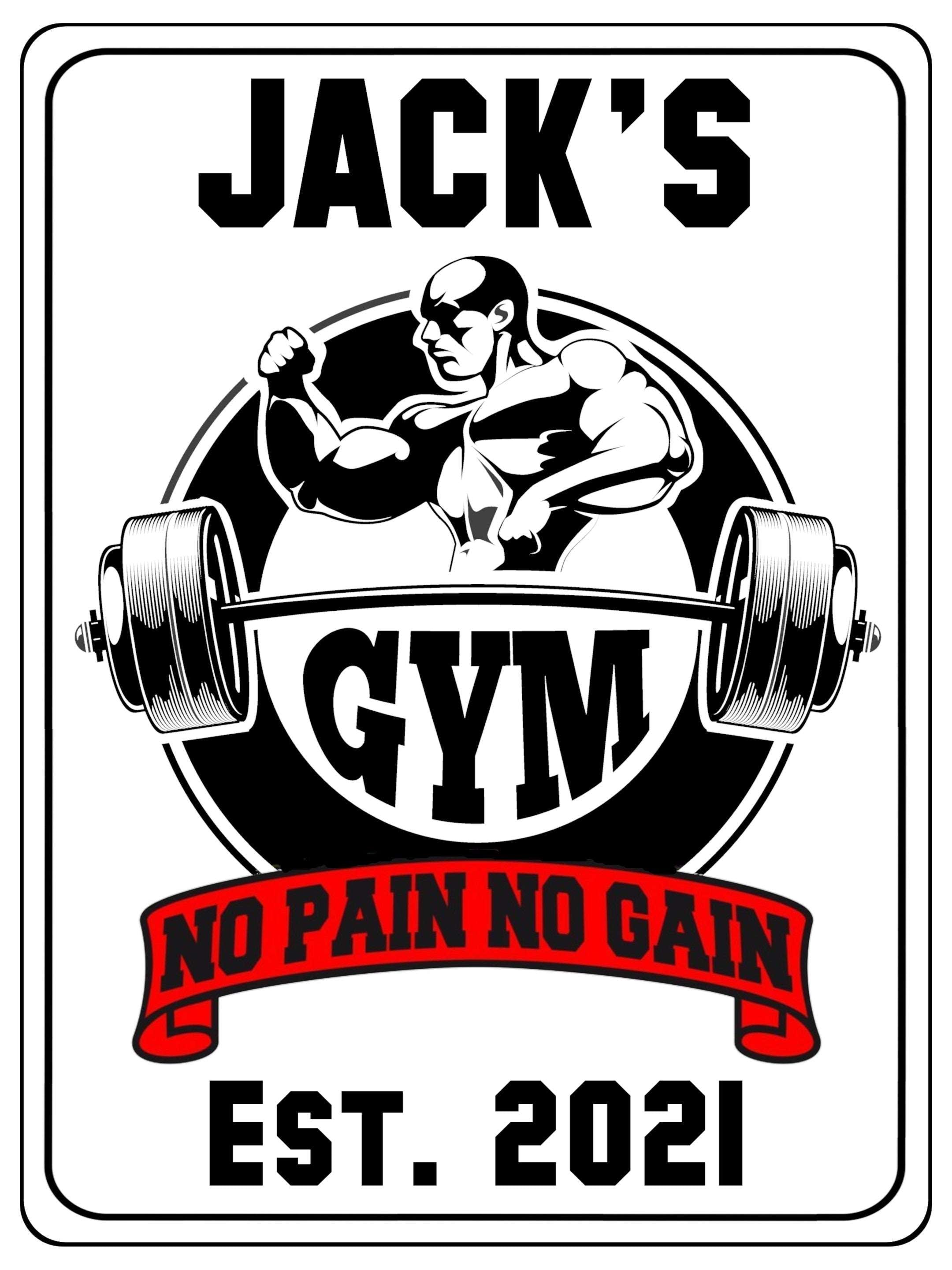 1174 Custom Personalised GYM NO PAIN NO GAIN Metal Aluminium Sign Plaque Door Fitness