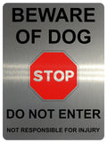 1MM 2352 BEWARE OF DOG STOP DO NOT ENTER Metal Aluminium Plaque Sign Door Gate