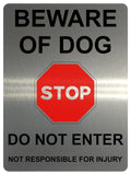 2352 BEWARE OF DOG STOP DO NOT ENTER Metal Aluminium Plaque Sign Door Gate