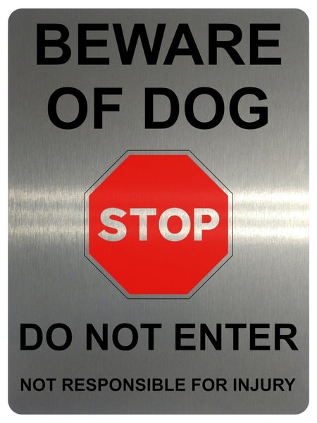 1MM 2352 BEWARE OF DOG STOP DO NOT ENTER Metal Aluminium Plaque Sign Door Gate