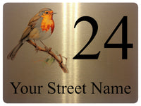 2269 Custom Personalised Address Robin Door Gate Metal Aluminium Sign Plaque