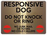 1941 RESPONSIVE DOG DO NOT KNOCK OR RING NO JUNK MAIL Metal Aluminium Plaque Sign