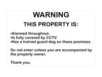 P034 WARNING THIS PROPERTY IS ALARMED CCTV Door Plastic PVC Plaque Sign Card