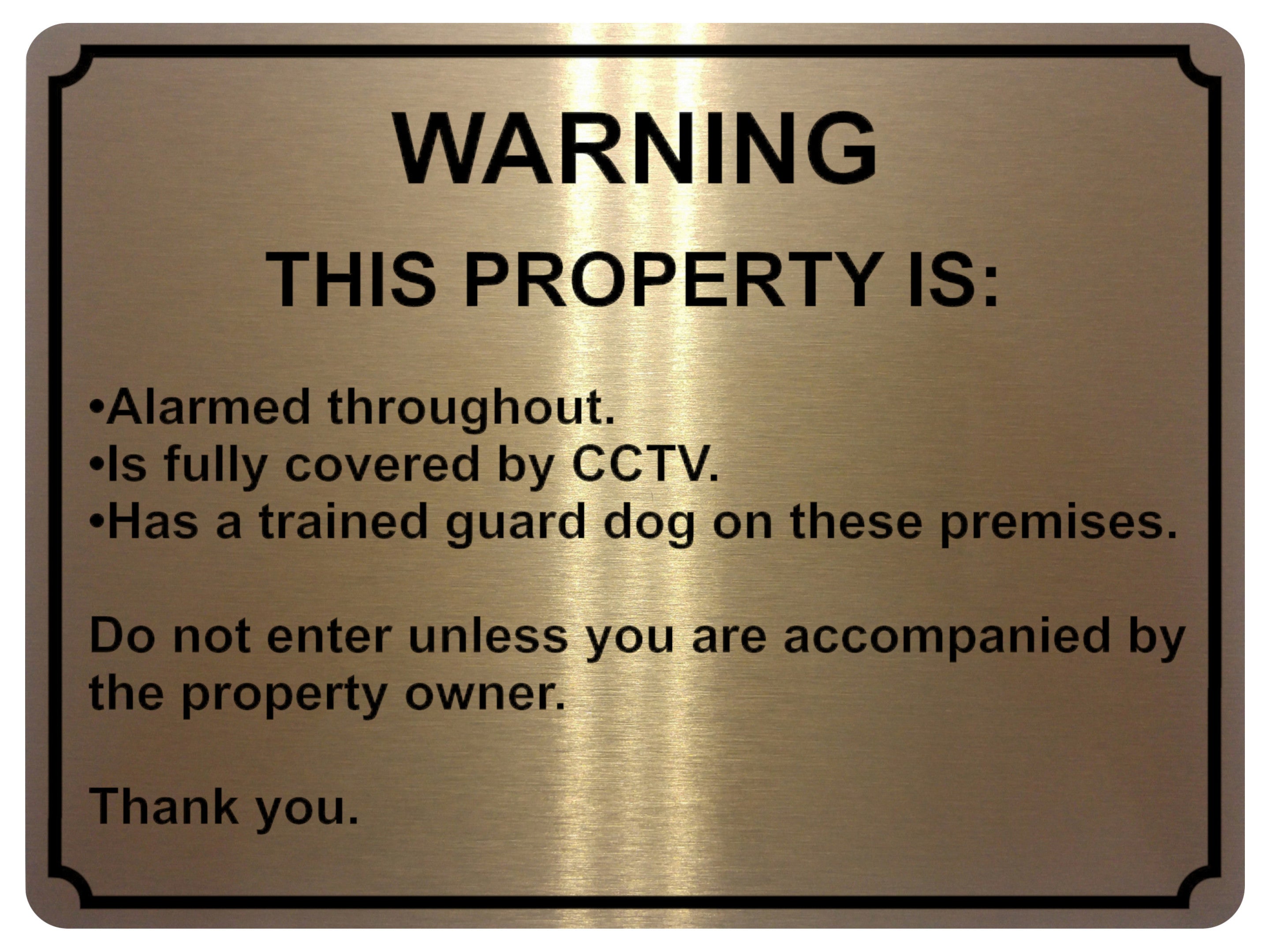 1916 WARNING THIS PROPERTY IS ALARMED CCTV Door Metal Aluminium Plaque Sign