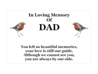 P028 In Loving Memory Of DAD Robin Memorial Funeral Plastic PVC Plaque Sign Card