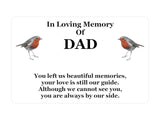 P028 In Loving Memory Of DAD Robin Memorial Funeral Plastic PVC Plaque Sign Card