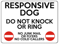 1941 RESPONSIVE DOG DO NOT KNOCK OR RING NO JUNK MAIL Metal Aluminium Plaque Sign