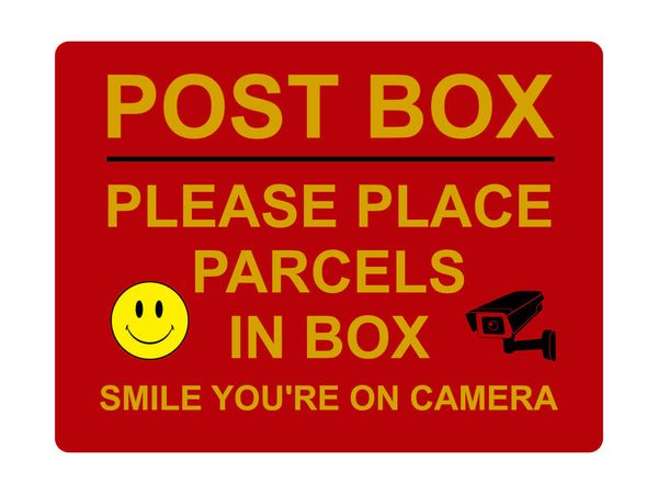 1212 POST BOX PLEASE PLACE PARCELS IN BOX Metal Aluminium Plaque Sign House Office