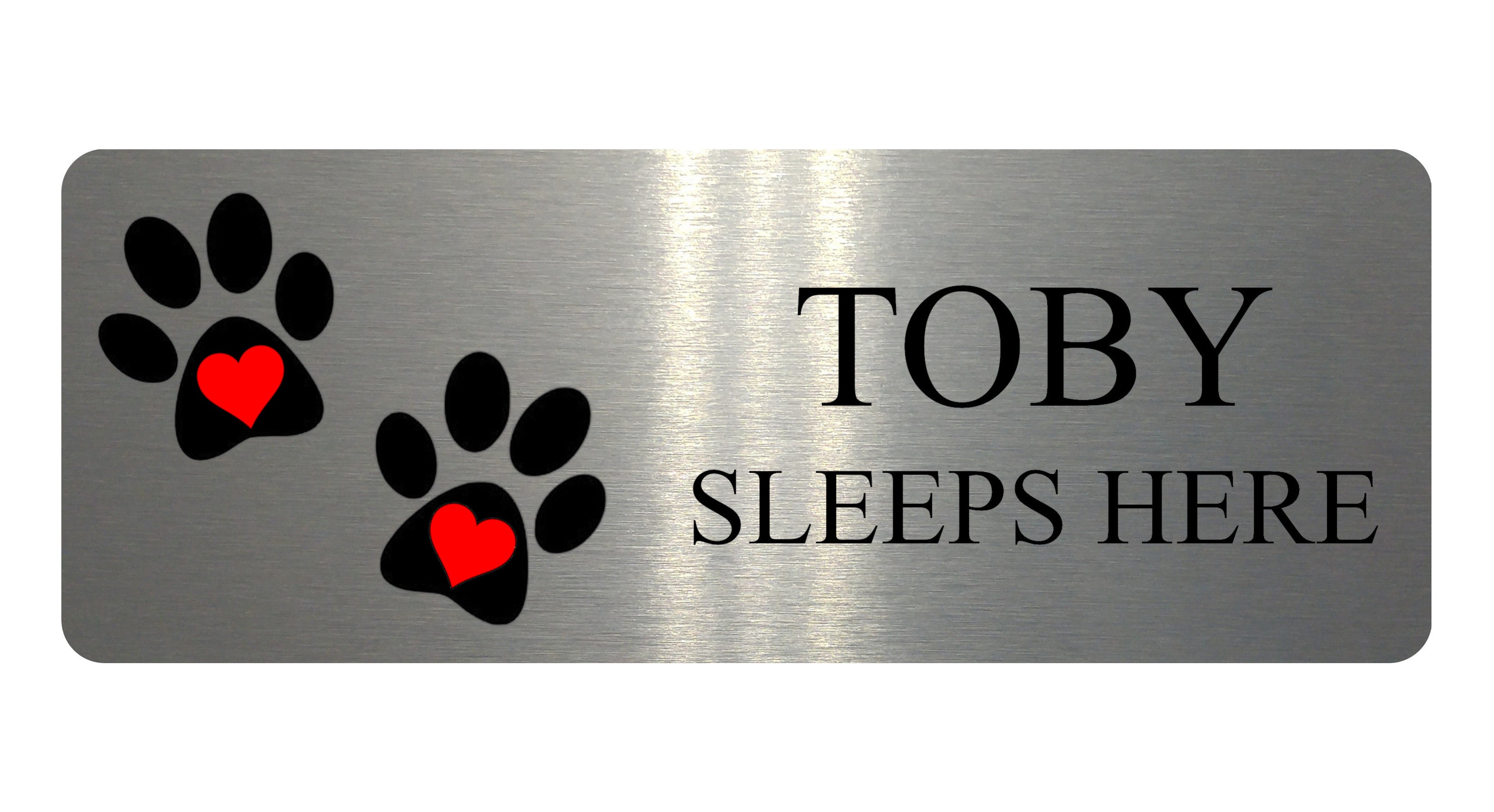 718 Custom Personalised SLEEPS HERE Name Pets Dog Cat Metal Aluminium Sign Plaque Door Wall