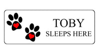 718 Custom Personalised SLEEPS HERE Name Pets Dog Cat Metal Aluminium Sign Plaque Door Wall