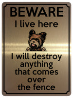 1892 I will destroy anything that comes over fence Metal Aluminium Plaque Sign