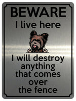 1892 I will destroy anything that comes over fence Metal Aluminium Plaque Sign