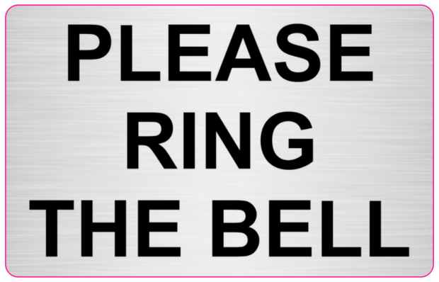 1003 PLEASE RING THE BELL Metallic Stickers Brushed Silver Vinyl Waterproof Door