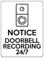 1878 NOTICE DOORBELL RECORDING 24/7 Door Gate Metal Aluminium Plaque Sign