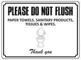 1860 PLEASE DO NOT FLUSH PAPER SANITARY PRODUCTS Toilet Metal Aluminium Plaque Sign