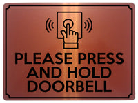 1881 PLEASE PRESS AND HOLD DOORBELL Door Gate Metal Aluminium Plaque Sign