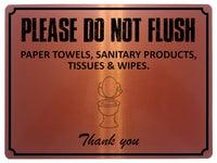 1860 PLEASE DO NOT FLUSH PAPER SANITARY PRODUCTS Toilet Metal Aluminium Plaque Sign