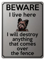 1892 I will destroy anything that comes over fence Metal Aluminium Plaque Sign