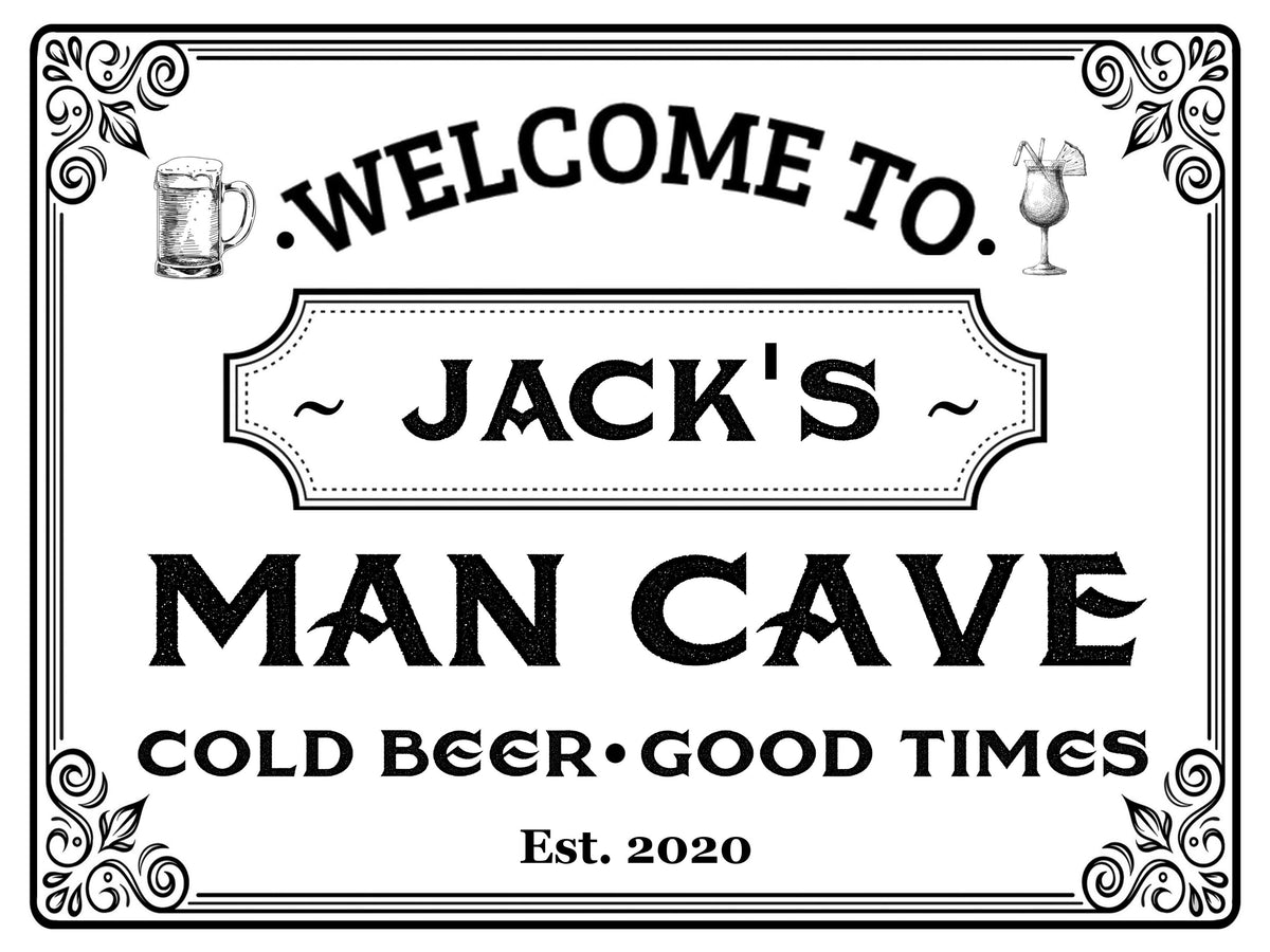 388 Custom Personalised MAN CAVE Name Metal Aluminium Sign Door Plaque Pub Shed