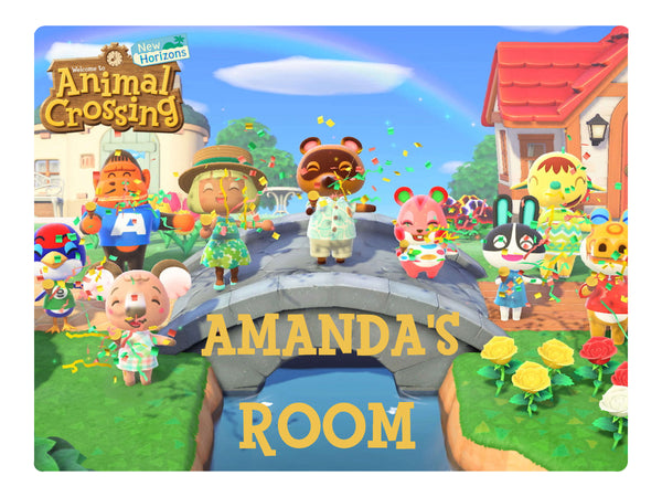 Custom Personalised Name's Animal Crossing Metal Aluminium Sign Plaque For Door Room Kids Child