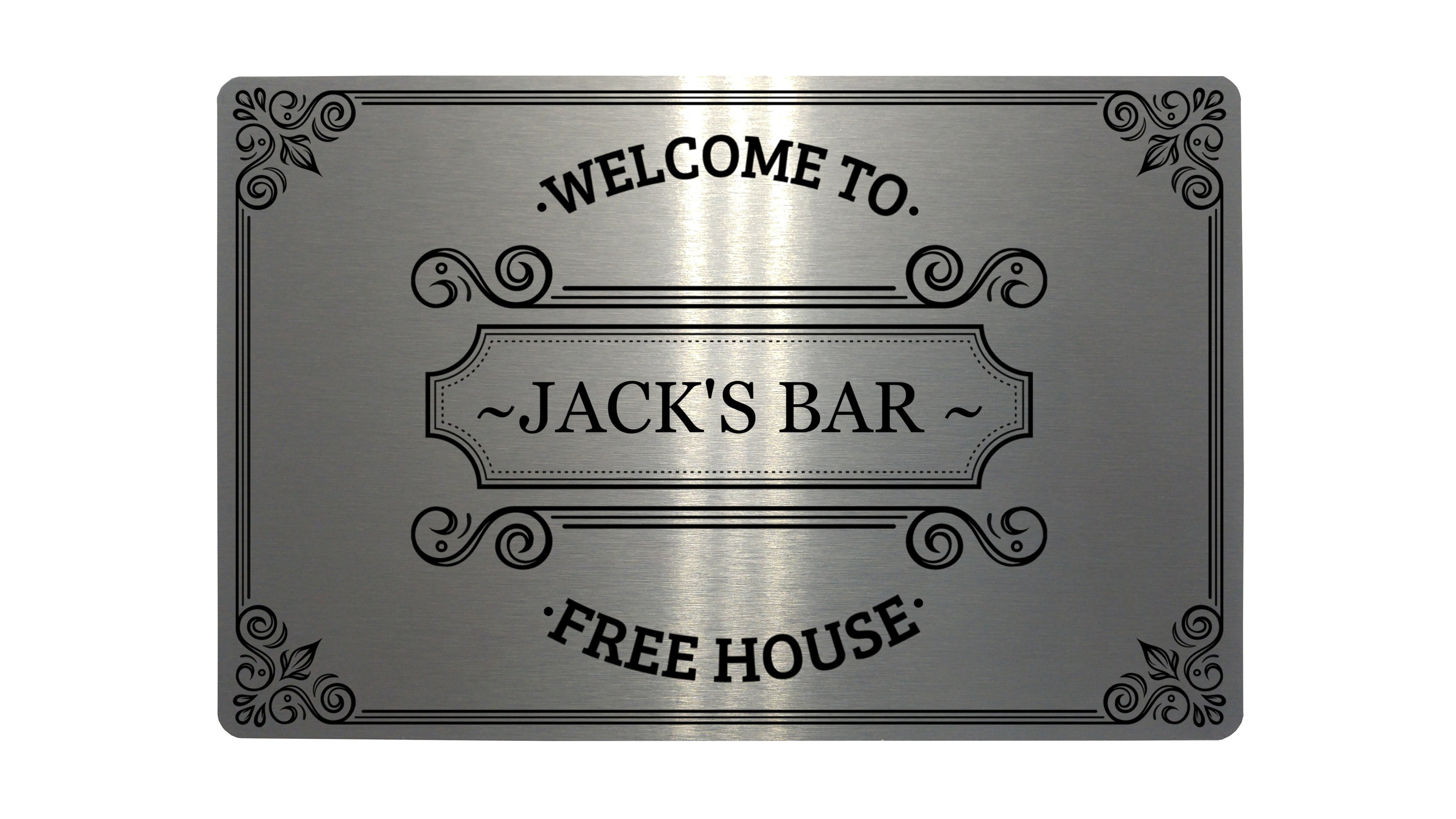 Custom Personalised WELCOME TO YOUR NAME BAR Metal Aluminium Sign Door Plaque Pub