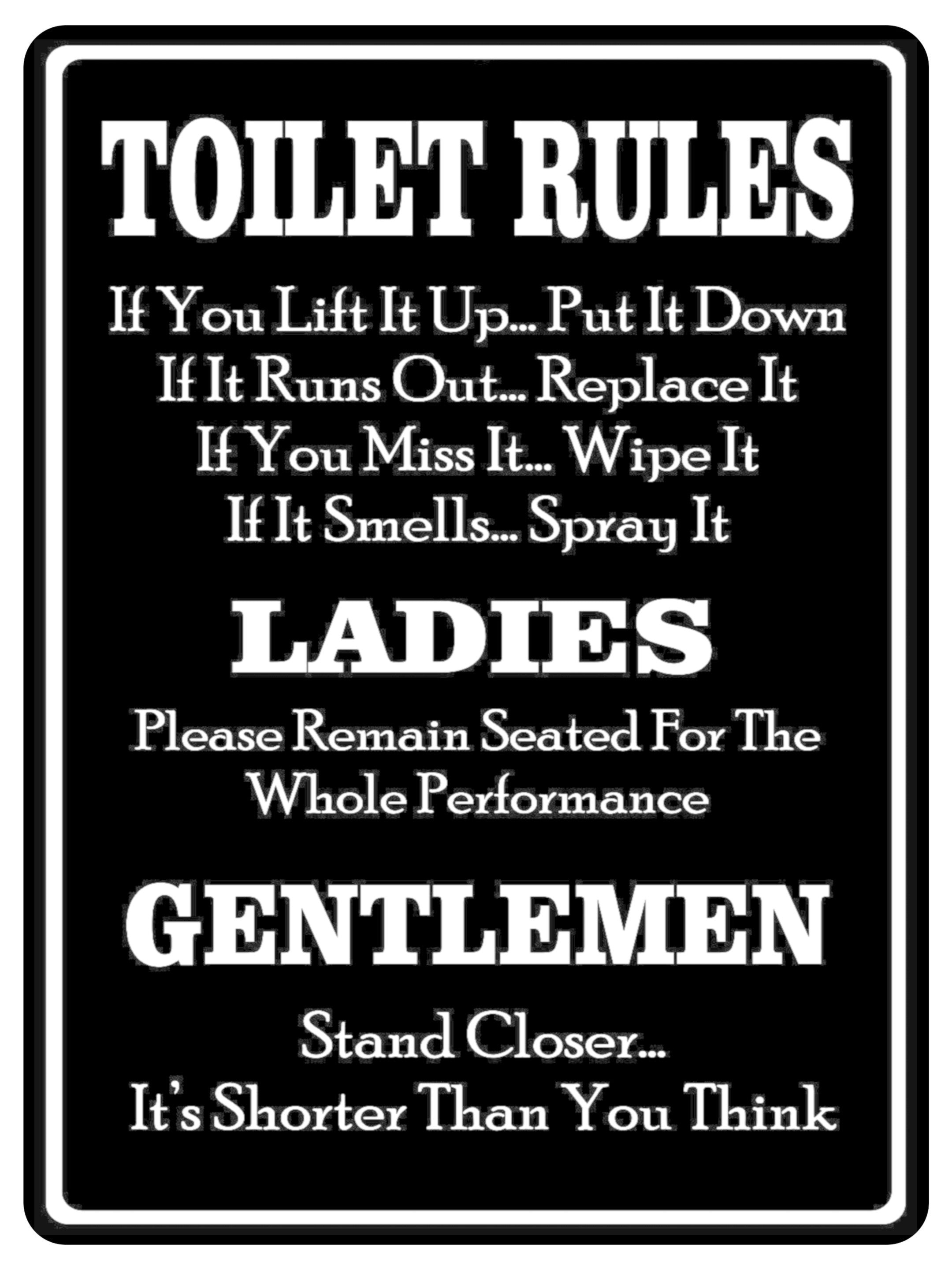 750 TOILET RULES Funny Metal Aluminium Plaque Sign For Door Wall House Office