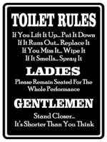 750 TOILET RULES Funny Metal Aluminium Plaque Sign For Door Wall House Office